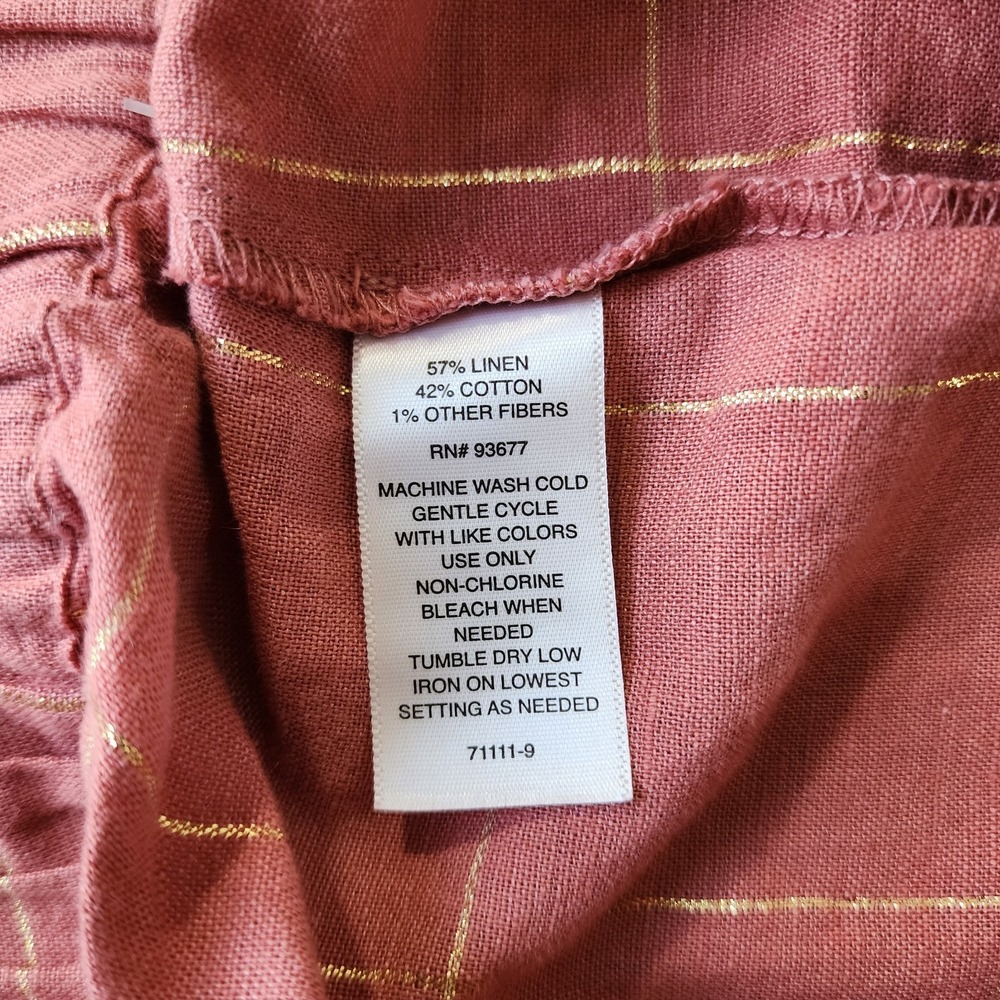 Liz Claiborne Size 14‎ Women's Rose Linen Blend Shorts Windowpane Plaid Summer - Picture 5 of 9